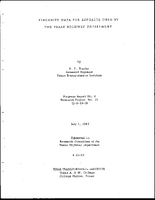 Viscosity Data for Asphalts Used by the Texas Highway Department