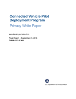 Connected Vehicle Pilot Deployment Program Privacy White Paper