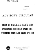 AC 2036J Index of Materials Parts and Appliances Certified Under the Technical Standard Order System
