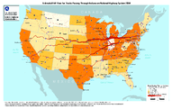 Estimated FAF Flow for Trucks Passing Through Indiana on National Highway System 2050