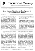 Load Tests on Pipe Piles for Development of CPTBased Design Method Technical Summary