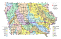 Drainage Basins of Iowa March 1 2000 With primary roads
