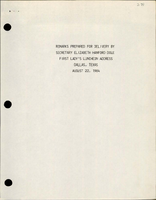 Remarks Prepared for Delivery by Secretary of Transportation Elizabeth Hanford Dole First Ladys Luncheon Address