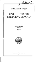Sixth Annual Report of the US Shipping Board June 30 1922