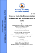 Unbound Materials Characterization for Pavement ME Implementation in Idaho