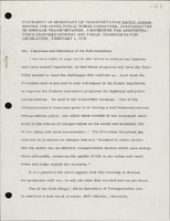 Statement of Secretary of Transportation Brock Adams Before the House Public Works Committee Subcommittee on Surface Transportation Concerning the Administrations Proposed Highway and Public Transportation Legislation