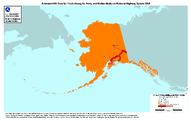 Estimated FAF Flow for Trucks Going To From and Within Alaska on National Highway System 2050