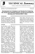 Development of a Database and System for Analyzing the Actual and Potential Impacts on the Environment of Existing and Planned INDOT Sites Technical Summary