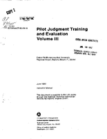 Pilot Judgment Training and Evaluation  Volume III