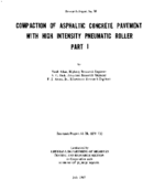 Compaction of asphaltic concrete pavement with high intensity pneumatic roller  part I