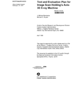 Test and Evaluation Plan for Image Scan Holdings Axis3D Xray Machine