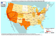 Estimated FAF Flow for Trucks Going To From and Within California on National Highway System 2050