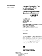 Test and Evaluation Plan for Integrating Xray Screener Assist Technology and Nuclear Quadrupole Resonance