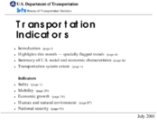 Transportation Indicators July 2001