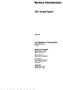 Annual Report of the Maritime Administration for Fiscal Year 1991 MARAD 1991