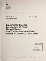 Experimental Data for Development of Finite Element Models HeadThoracoAbdomenPelvis Volume II ThoracoAbdomen