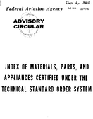 AC 2036A Index of Materials Parts and Appliances Certified Under the Technical Standard Order System