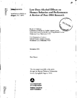 LowDose Alcohol Effects on Human Behavior and Performance A Review of Post 1984 Research