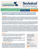 Development of a Cyclic SemiCircular Bend Test to Evaluate Asphalt Mixture Crack Propagation Properties at Intermediate Temperature Summary