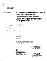 A Laboratory Test for Evaluating the Fire Containment Characteristics of Aircraft Class D Cargo Compartment Lining Material