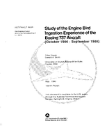 Study of the Engine Bird Ingestion Experience of the Boeing 737 Aircraft October 1986  September 1988