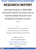 Statistical Analysis of 2018 HMA Production and Construction Data to Improve Quality Assurance and Acceptance Practices in Idaho