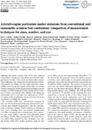 AircraftEngine Particulate Matter Emissions From Conventional and Sustainable Aviation Fuel Combustion Comparison of Measurement Techniques for Mass Number and Size