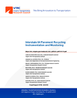 Interstate 64 Pavement Recycling Instrumentation and Monitoring