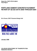 Portland Cement Concrete Pavement Review of QCQA Data 2000 Through 2004