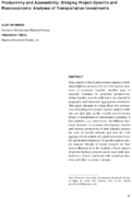 Productivity and Accessibility Bridging Project Specific and Macroeconomic Analyses of Transportation Investments