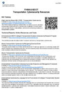FHWAUSDOT Transportation Cybersecurity Resources