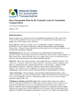 National Center for Sustainable Transportation NCST Data Management Plan