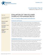 Evaluation of Thin Polymer Overlays for Bridge Decks Implementation Report