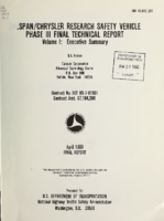 CalspanChrysler Research Safety Vehicle Phase III Final Technical Report Volume I Executive Summary