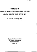 Comments on progress in ballistocardiographic research and the current state of the art