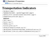 Transportation Indicators August 2002