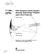 FAA Technical Center System Security Technology Program Safety Analysis SA Project Plan