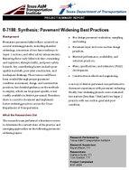 Synthesis Pavement Widening Best Practices Project Summary Report