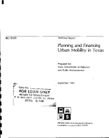 Planning and Financing Urban Mobility in Texas