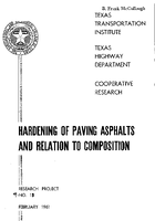 Hardening of Paving Asphalts and Relation to Composition