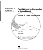 Test Methods for Composites a Status Report Volume III Shear Test Methods