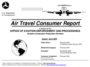 Air Travel Consumer Report April 2003