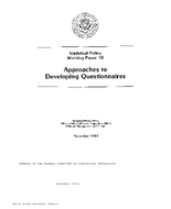Statistical Policy Working Paper 10 Approaches to Developing Questionnaires