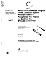 Advanced Automation Program HOST Computer System Acquisition Phase Acceptance Test Report