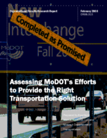 Assessing MoDOTs Efforts to Provide the Right Transportation Solution Tracker Measure 9j 2008