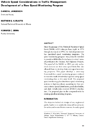 Vehicle Speed Considerations in Traffic Management Development of a New Speed Monitoring Program