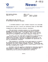 UMTA Announces New Program to Encourage University Research
