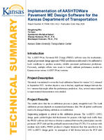 Implementation of AASHTOWare Pavement ME Design Software for the Kansas Department of Transportation Technical Summary